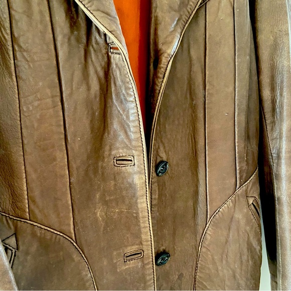 1970s Vintage Leather Blazer - Picture 5 of 6
